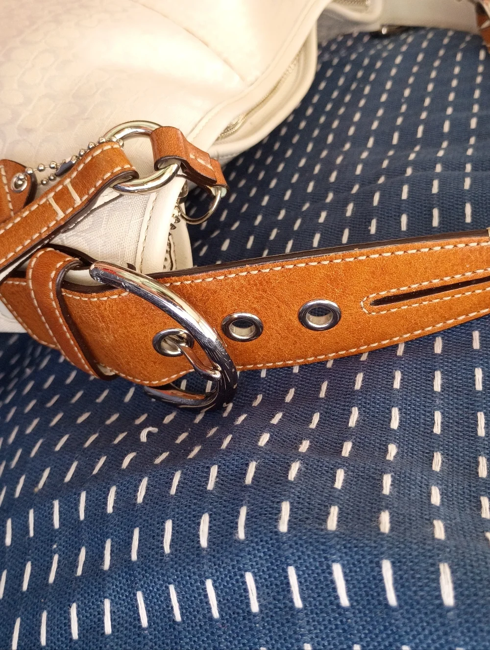 Coach NWOT Y2K White Signature Hobo Vintage Bag 1460 Jacquard Leather Spring - Picture 14 of 15